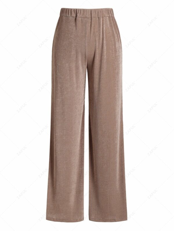 Women ZAFUL High Waisted Jersey Wide Leg Pants M Light coffee