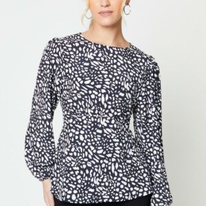 Womens Animal Long Sleeve Tea Blouse