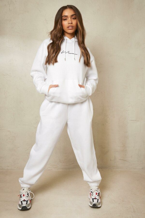 Womens Basic Oversized Cuffed Joggers - White - L, White