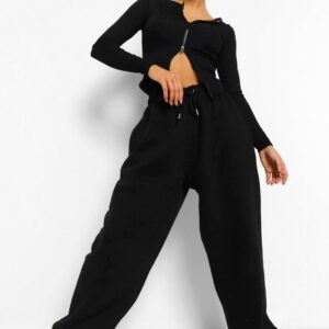 Womens Basic Oversized Joggers - Black - S, Black