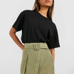 Womens Belt Detail Cargo Mini Skirt - Green - 12, Green