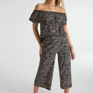 Womens Black Abstract Print Culottes