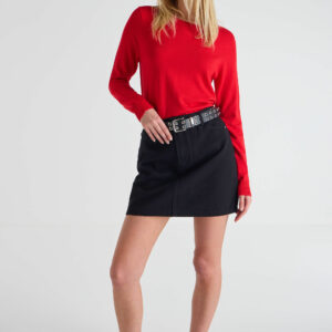 Womens Black Denim Mini Skirt