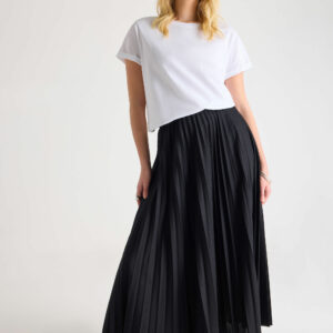 Womens Black Pleated Jersey Skirt