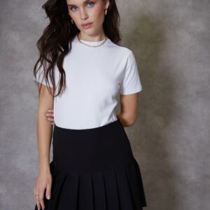 Women's Black Stretch Mini Pleated Tennis Skirt