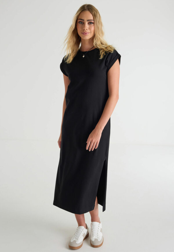 Womens Black T-shirt Midi Dress