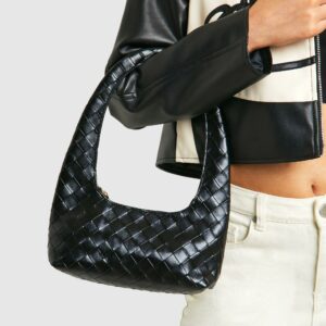 Womens Black Woven Shoulder Bag - One Size, Black