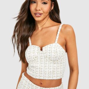 Womens Boucle Sweetheart Cupped Bralette - White - 8, White