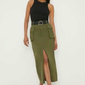 Womens Cargo Pocket Midi Skirt