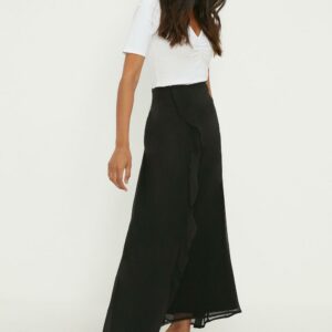 Womens Chiffon Ruffle Midi Skirt