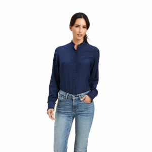 Women's Clarion Blouse Long Sleeve in Navy, Size Small, by Ariat