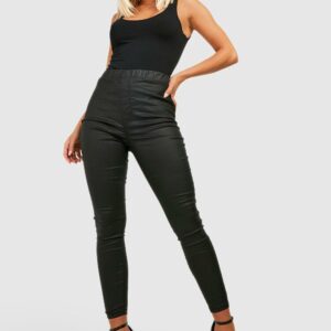 Womens Coated High Waisted Denim Jeggings - Black - 6, Black