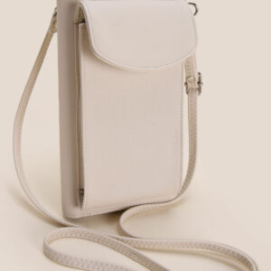 Womens Cream Phone Holder Purse