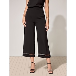 Women's Culottes Wide Leg Full Length Black Summer