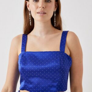 Womens Debut London by Coast Satin Wide Strap Crop Top