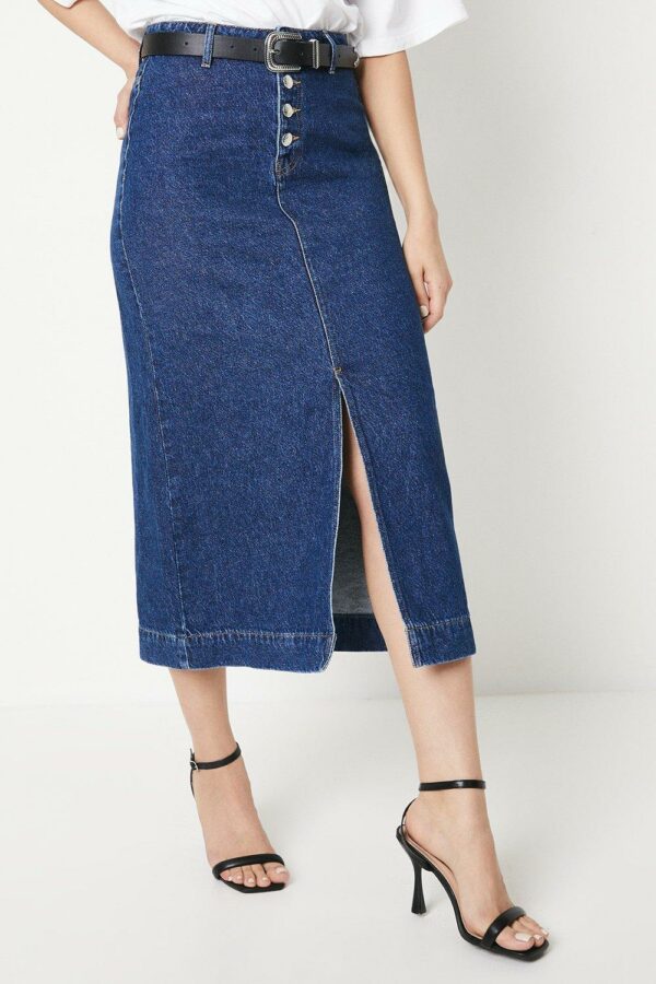 Womens Denim Midi Skirt