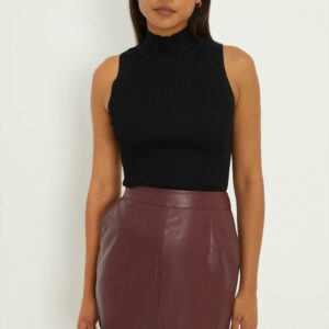 Womens Faux Leather Mini Skirt