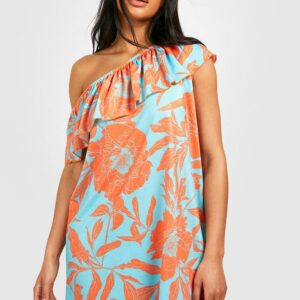 Womens Floral Ruffle Sundress - Blue - 8, Blue