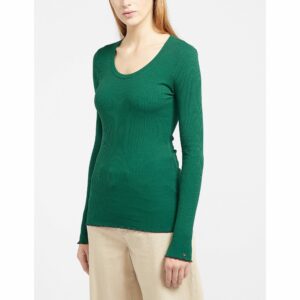 Womens Frill Ribbed Long-Sleeve T-Shirt