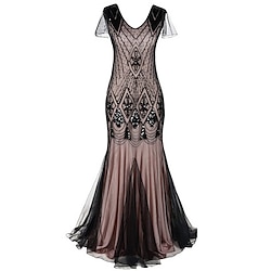 Women's Gold Sequin Dress Prom Dress Party Dress Sparkly Dress Lace Dress Vintage Dress Black Dress Long Dress Maxi Dress Burgundy Dark Green Sleeveless Plain Spring Fall Winter