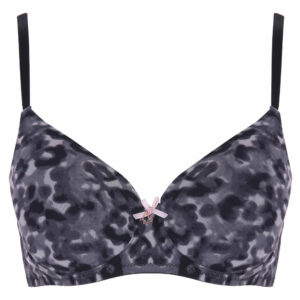 Womens Grey Leopard Print T-Shirt Bra