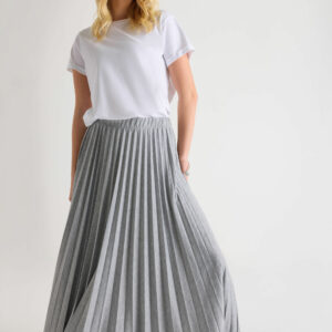 Womens Grey Pleated Jersey Skirt