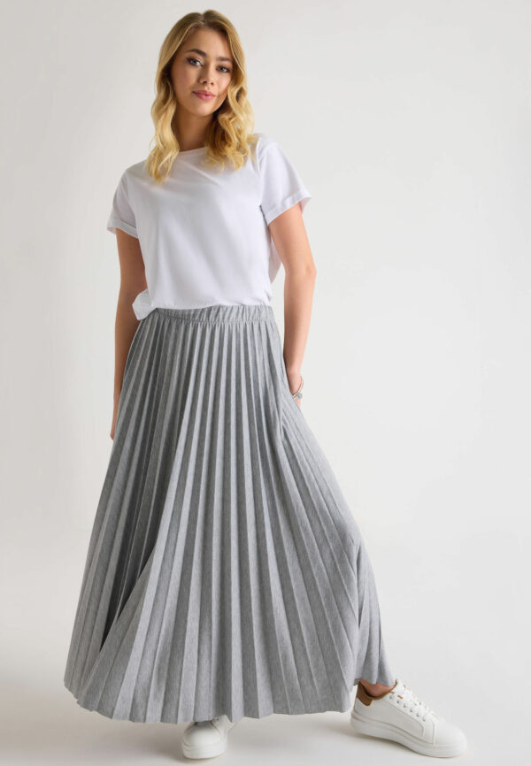 Womens Grey Pleated Jersey Skirt