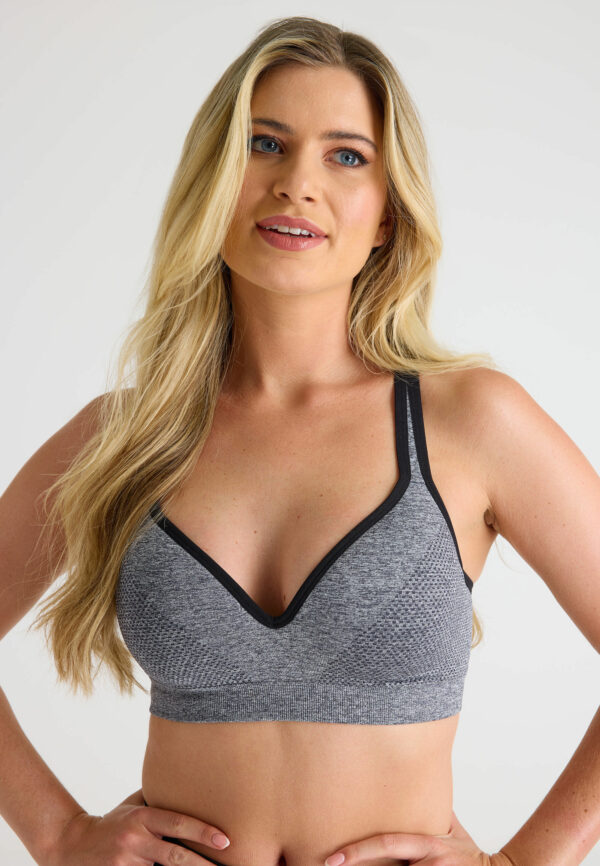 Womens Grey Racer Back Sports Bra