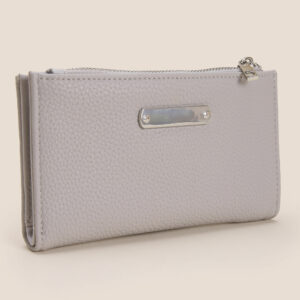 Womens Grey Slimline Textured Purse