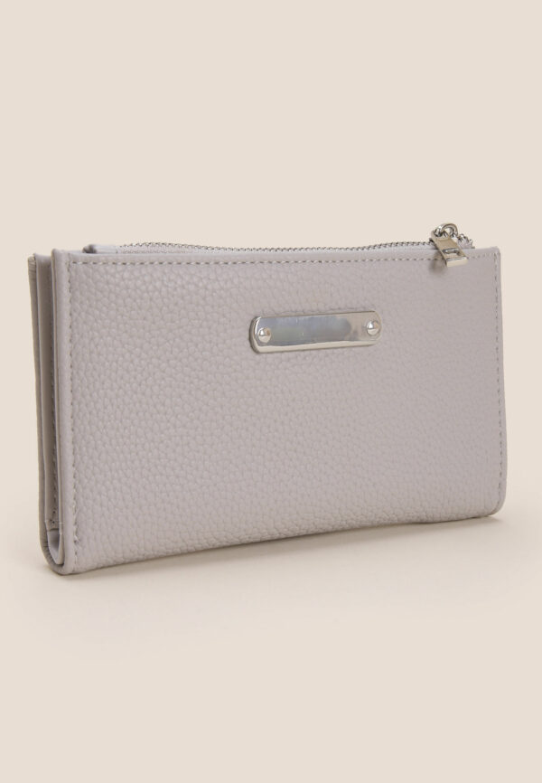 Womens Grey Slimline Textured Purse