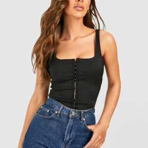 Womens Hook And Eye Corset Top - Black - 14, Black