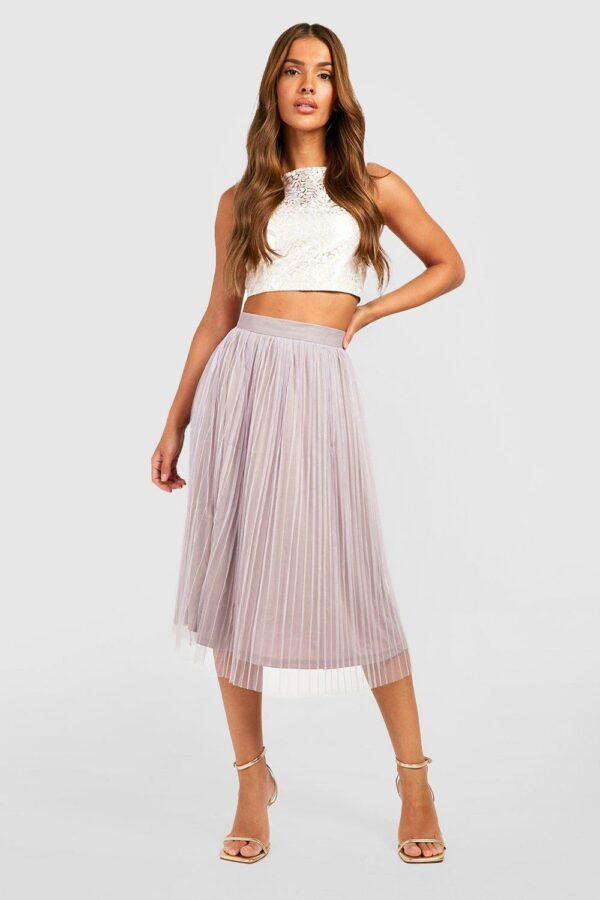 Womens Jacquard Crop & Tulle Midi Skirt - Multi - 10, Multi