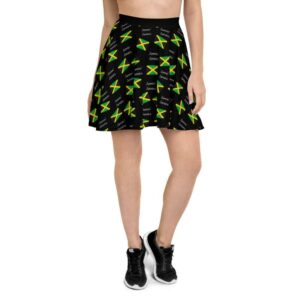 Women's Jammin Jamaica Skater Skirt, Tennis Rare High Quality, Rasta, Street Hip Hop Styleunique