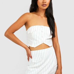 Womens Jersey Crepe Pinstripe Bandeau & Wrap Mini Skirt - White - 6, White