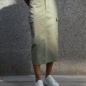 Women's Khaki Utility Cargo Maxi Skirt