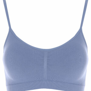 Womens Light Blue Thin Strap Seam Free Crop Top