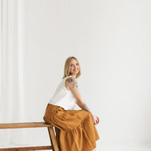 Womens Linen Skirt Cora, Long For Women, Summer Maxi With Pockets, Linen Loose Circle Skirt, Full Summer