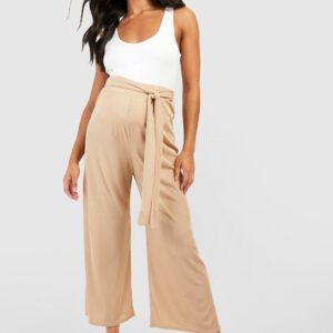 Womens Maternity Belted Rib Culottes - Beige - 16, Beige