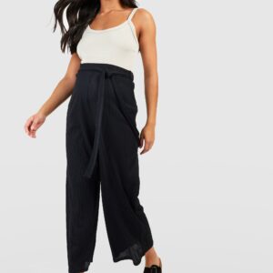 Womens Maternity Belted Rib Culottes - Black - 10, Black