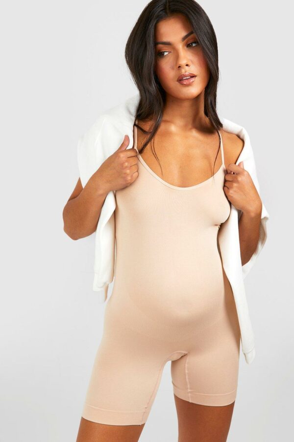 Womens Maternity Bump Support Shapewear Unitard - Beige - 8, Beige