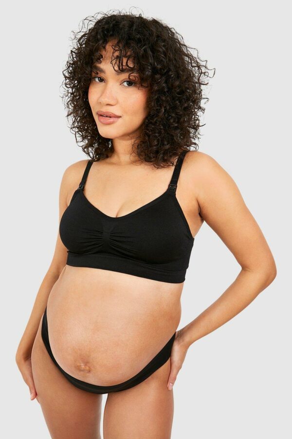 Womens Maternity Seamless Nursing Bra - Black - S, Black