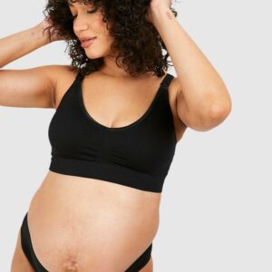 Womens Maternity Seamless Rib Nursing Bra - Black - M, Black