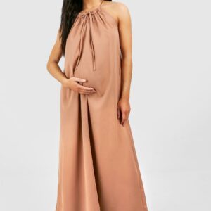 Womens Maternity Trapeze Midaxi Dress - Brown - 12, Brown