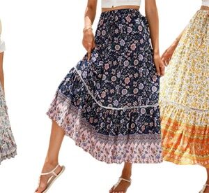 Womens Maxi Printed Skirt,Blue,UK12-XL