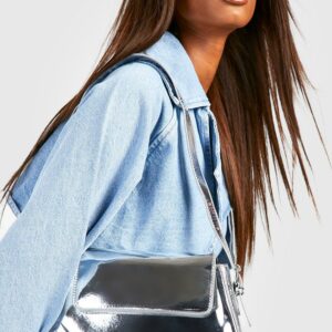 Womens Metallic Shoulder Bag - Grey - One Size, Grey