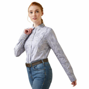 Women's Muir Blouse Long Sleeve in Blue Jacquard, Size Small, by Ariat