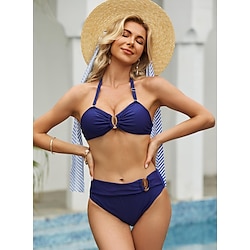 Women's Normal Swimwear Bikini Swimsuit 2 Piece Plain Beach Wear Summer Bathing Suits