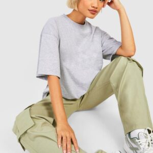 Womens Oversized Crew Neck T-Shirt - Grey - 6, Grey