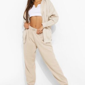 Womens Oversized Embroidered Woman Joggers - Beige - L, Beige