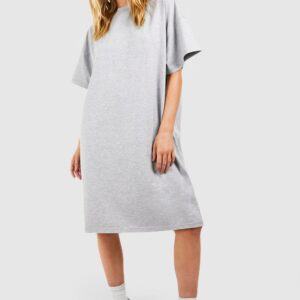 Womens Oversized Midi T-Shirt Dress - Grey - 14, Grey